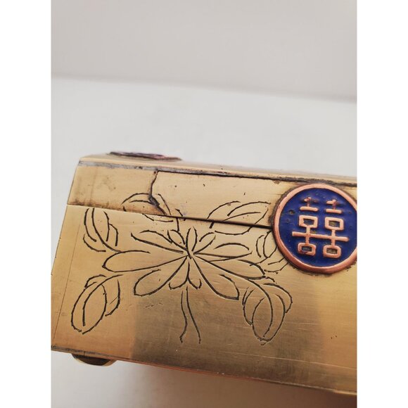 Vintage brass Wood Lined Humidor Small Storage Box Stash Box Trinket Box Retro - Picture 4 of 10